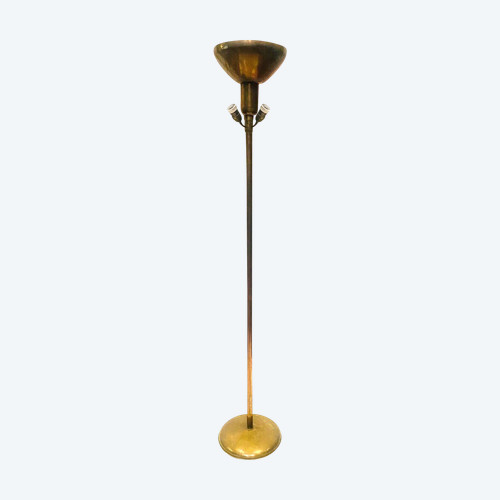 Lampada da terra Art Déco di AMBA in ottone del XX secolo.