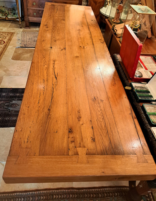 Ancienne table de monastère en chêne brut Début XXème Restaurée