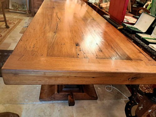 Ancienne table de monastère en chêne brut Début XXème Restaurée