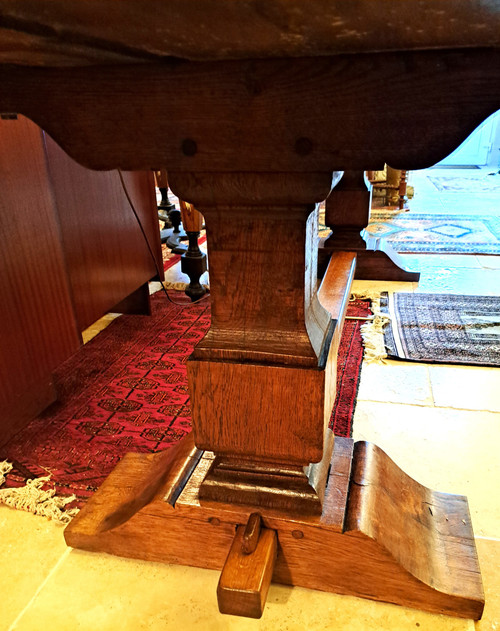Ancienne table de monastère en chêne brut Début XXème Restaurée