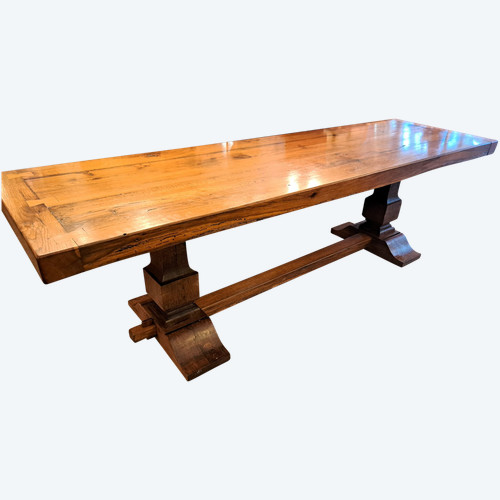 Ancienne table de monastère en chêne brut Début XXème Restaurée