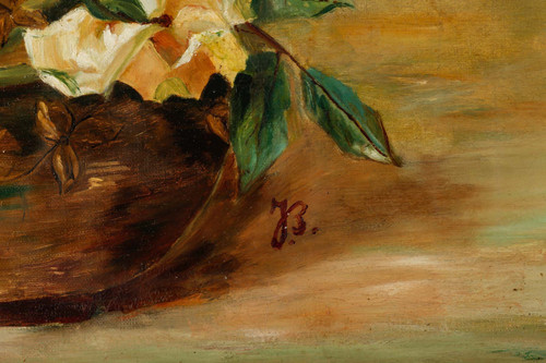 Ein Paar Öl Auf Leinwand Gemälde Blumen XX Jahrhundert