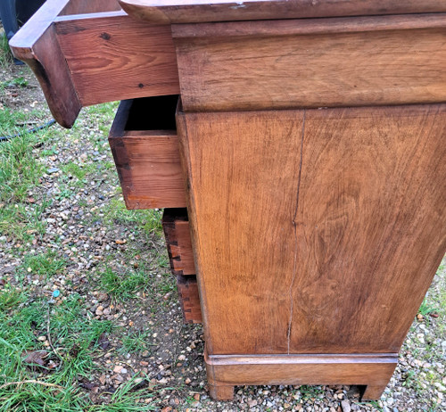 Commode style Louis Philippe en Chêne massif a 4 tiroirs dessus marbre blanc 19ème
