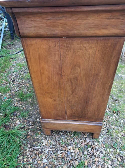 Commode style Louis Philippe en Chêne massif a 4 tiroirs dessus marbre blanc 19ème