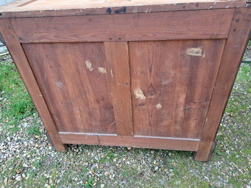 Commode style Louis Philippe en Chêne massif a 4 tiroirs dessus marbre blanc 19ème
