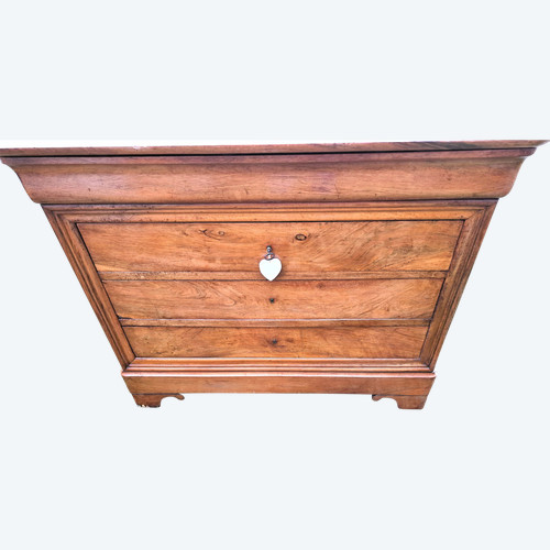 Commode style Louis Philippe en Chêne massif a 4 tiroirs dessus marbre blanc 19ème