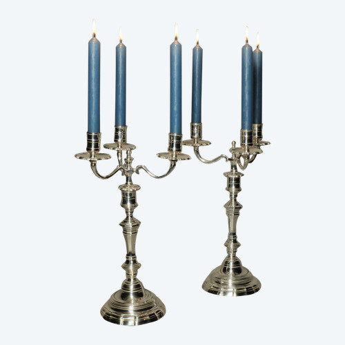 Pair of 3-branch candelabras 18th century