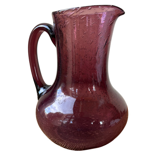 Pitcher in bubble-blown glass - Origin Biot - 20th century
