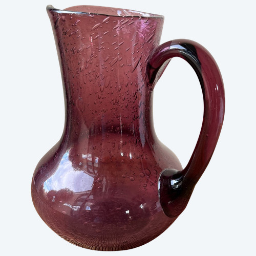 Pitcher in bubble-blown glass - Origin Biot - 20th century