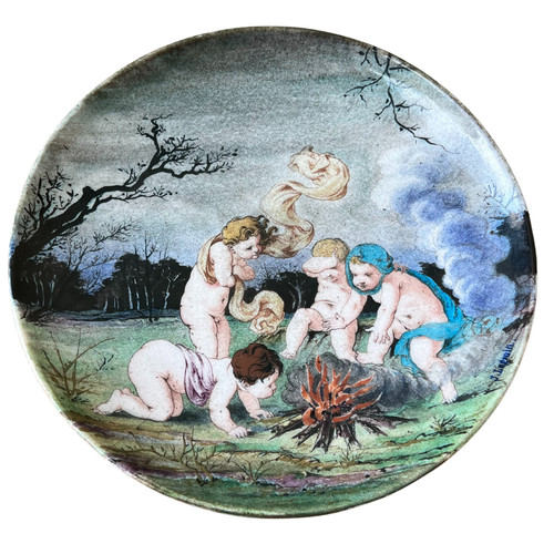 Coppia di grandi piatti - Firmati Théodore Deck - Porcellana di Sèvres - 1867