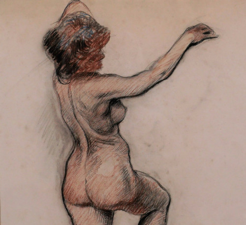 Paul Madeline 1863-1920 Femme nue, grand pastel, vers 1900