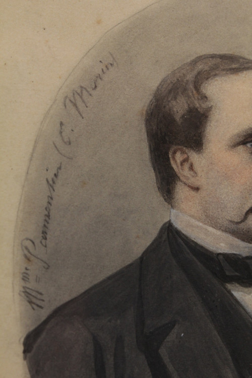 Disegno "Ritratto di Charles Morin" firmato M. Parmentier 1870 ca.
