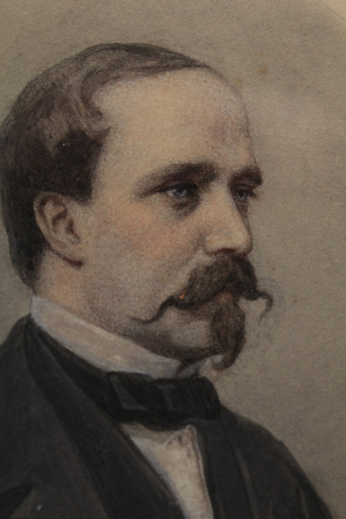 Disegno "Ritratto di Charles Morin" firmato M. Parmentier 1870 ca.