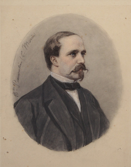 Disegno "Ritratto di Charles Morin" firmato M. Parmentier 1870 ca.
