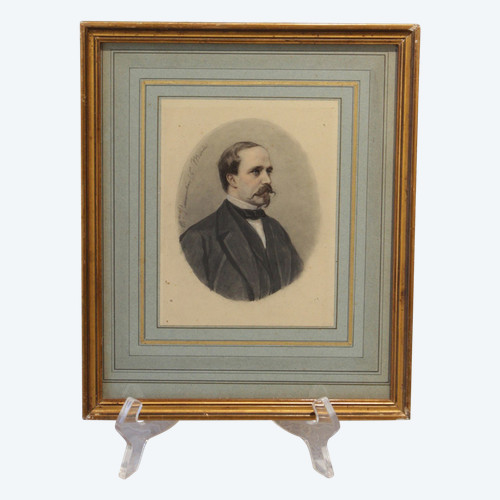Disegno "Ritratto di Charles Morin" firmato M. Parmentier 1870 ca.
