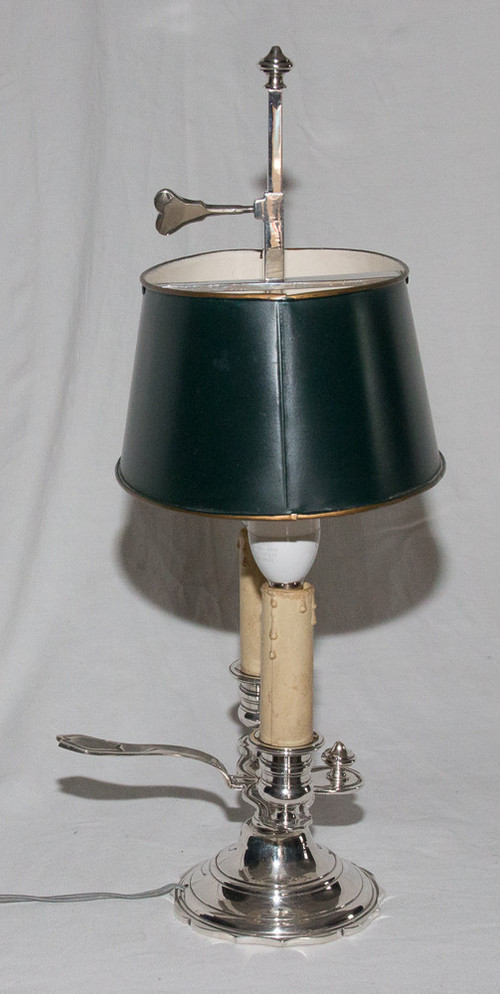 Lampe Bouillotte En Bronze Argenté  A MOURIER Début XXème