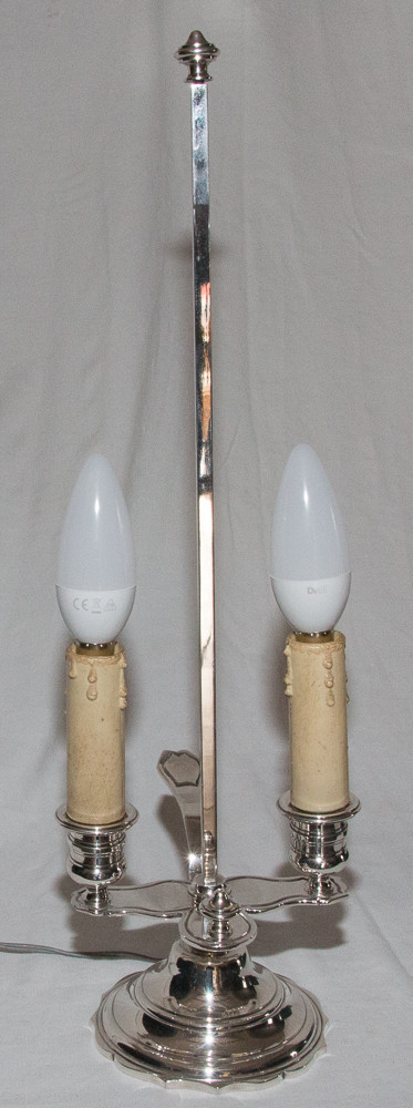 Lampe Bouillotte En Bronze Argenté  A MOURIER Début XXème