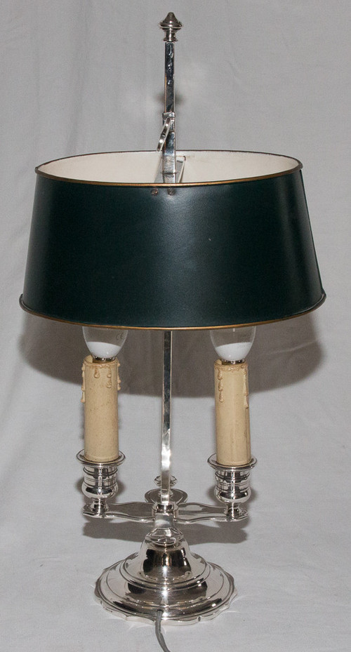 Lampe Bouillotte En Bronze Argenté  A MOURIER Début XXème