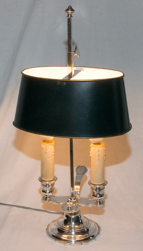 Lampe Bouillotte En Bronze Argenté  A MOURIER Début XXème