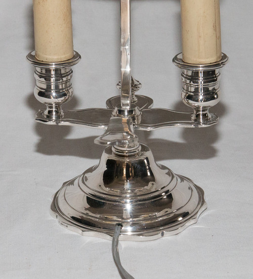 Lampe Bouillotte En Bronze Argenté  A MOURIER Début XXème