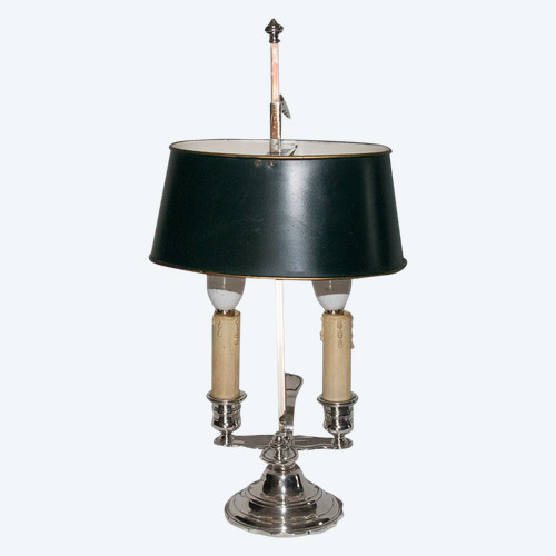 Lampe Bouillotte En Bronze Argenté  A MOURIER Début XXème