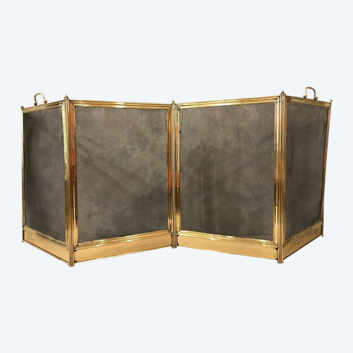 Pare feu de cheminée en laiton ancien d'époque 19 ème Charles X 