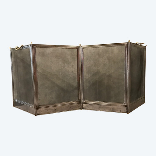 Antique polished iron mantelpiece from the 19th century Charles X period