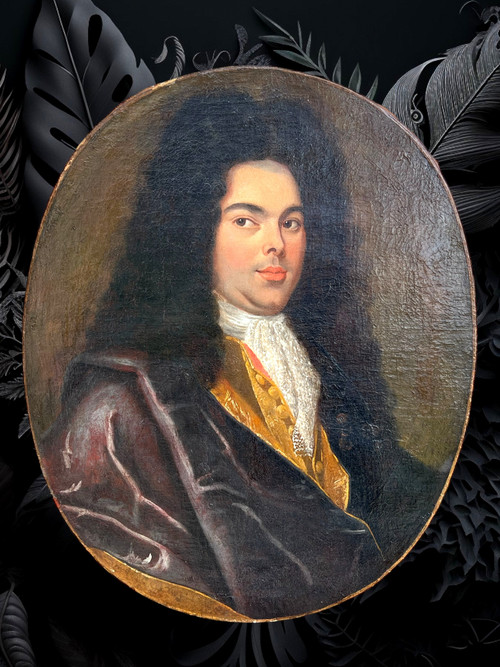 PEINTURE OVALE FIN XVIIe / ÉCOLE FRANÇAISE / PORTRAIT D HOMME DE QUALITÉ