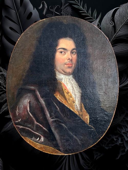 PEINTURE OVALE FIN XVIIe / ÉCOLE FRANÇAISE / PORTRAIT D HOMME DE QUALITÉ