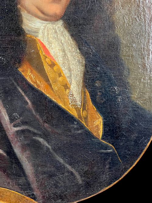 PEINTURE OVALE FIN XVIIe / ÉCOLE FRANÇAISE / PORTRAIT D HOMME DE QUALITÉ
