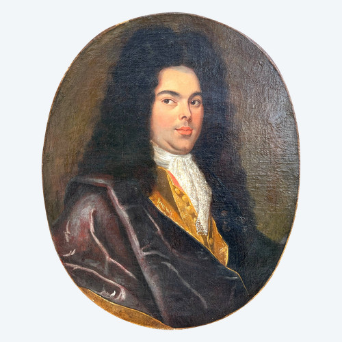 PEINTURE OVALE FIN XVIIe / ÉCOLE FRANÇAISE / PORTRAIT D HOMME DE QUALITÉ