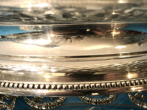 coppia di MINERVE in argento massiccio e cristallo del XIX secolo ciotola su piede / compotier
