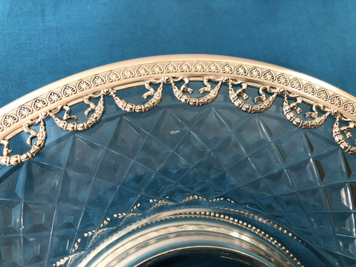 coppia di MINERVE in argento massiccio e cristallo del XIX secolo ciotola su piede / compotier