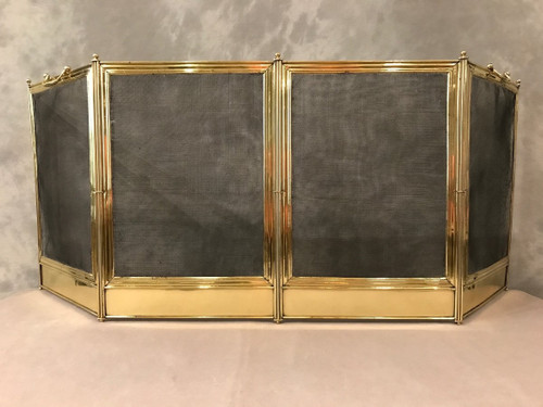 Pare feu de cheminée ancien en laiton d'époque 19 ème Charles X 