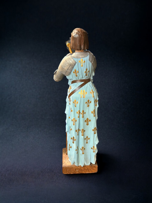 Large Polychrome Plaster Sculpture - Jeanne D'arc Early XXth H 130 Cm