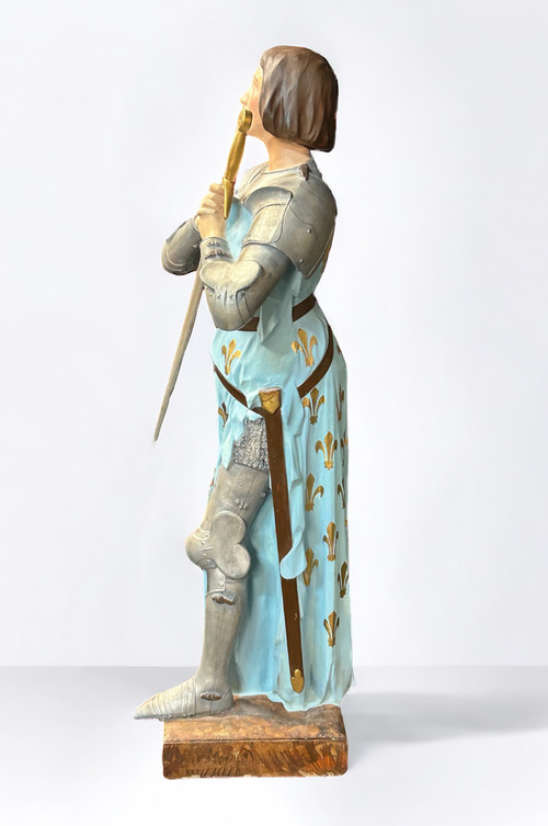 Large Polychrome Plaster Sculpture - Jeanne D'arc Early XXth H 130 Cm