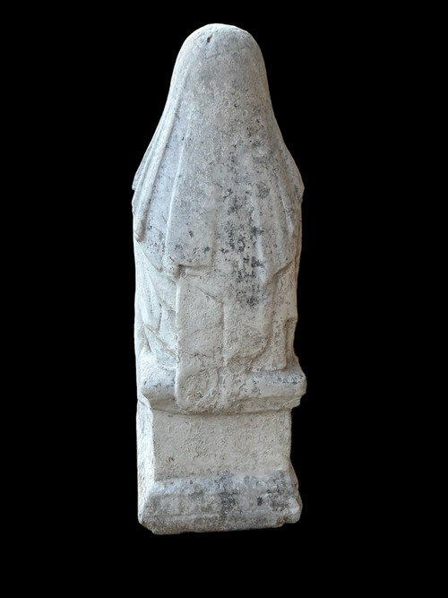 Importante scultura in pietra del XVI secolo - Vergine in Maestà - Scultura d'epoca H 72 cm