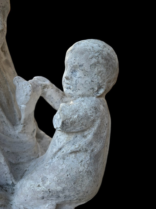 Importante scultura in pietra del XVI secolo - Vergine in Maestà - Scultura d'epoca H 72 cm