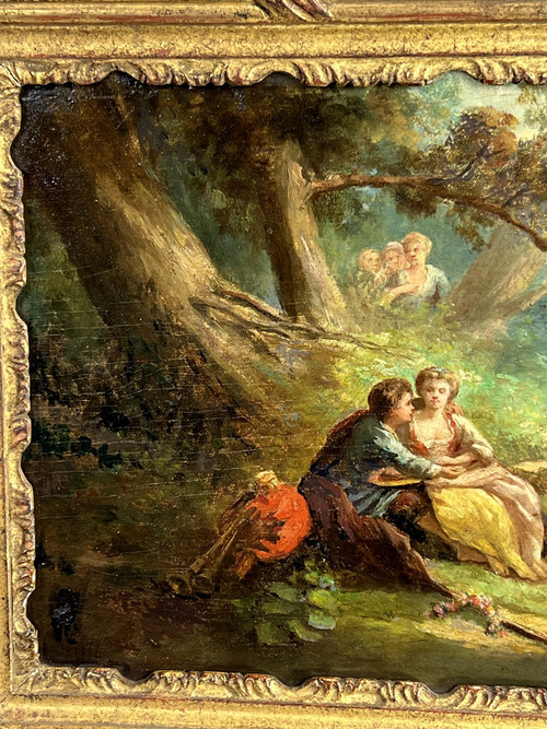 PAIR OF 19th CENTURY TABLES / OIL ON OAK PANELS IN THE GOUT OF MONTICELLI