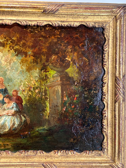 PAIR OF 19th CENTURY TABLES / OIL ON OAK PANELS IN THE GOUT OF MONTICELLI