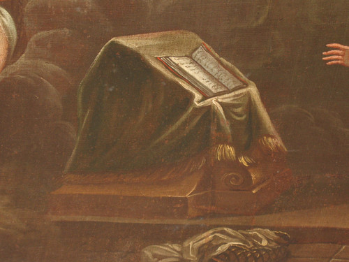L'annonciation huile sur toile école italienne grand tableau religieux époque 17ème