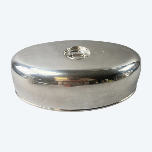 Cloche ovale en métal argenté 