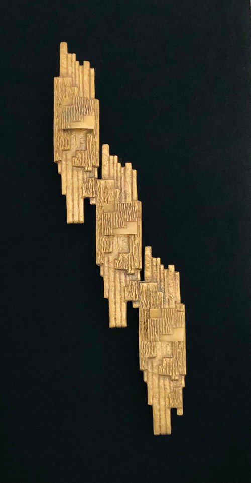 Brutalist bronze wall lamp by Maxime Delo, Italy 1970s