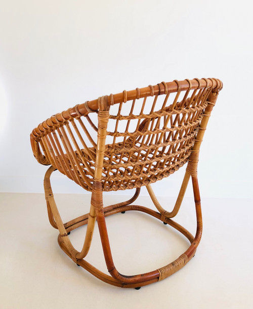Fauteuil en rotin de Tito Agnoli pour Pierantonio Bonacina, Italie 1958