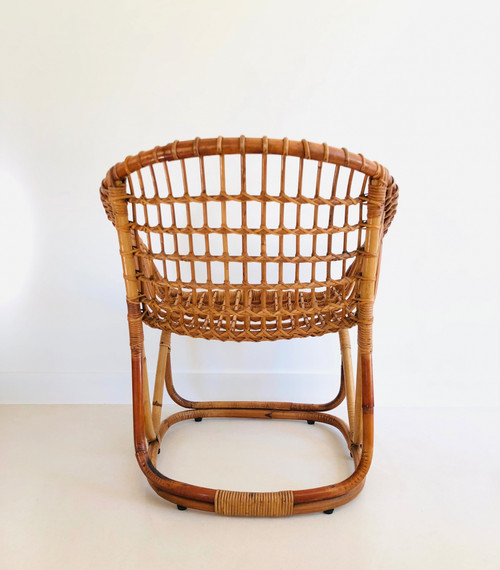 Fauteuil en rotin de Tito Agnoli pour Pierantonio Bonacina, Italie 1958