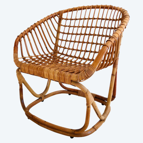 Fauteuil en rotin de Tito Agnoli pour Pierantonio Bonacina, Italie 1958