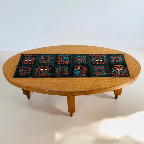 Table basse ovale de Guillerme et Chambron pour "Votre maison", France années 60