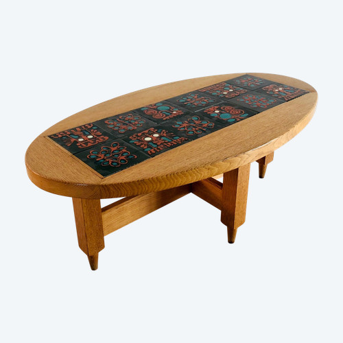 Table basse ovale de Guillerme et Chambron pour "Votre maison", France années 60