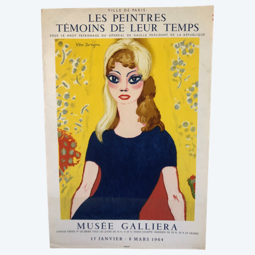 Manifesto originale Kees Van Dongen "I pittori testimoni del loro tempo" Musée Galliera Parigi 1964