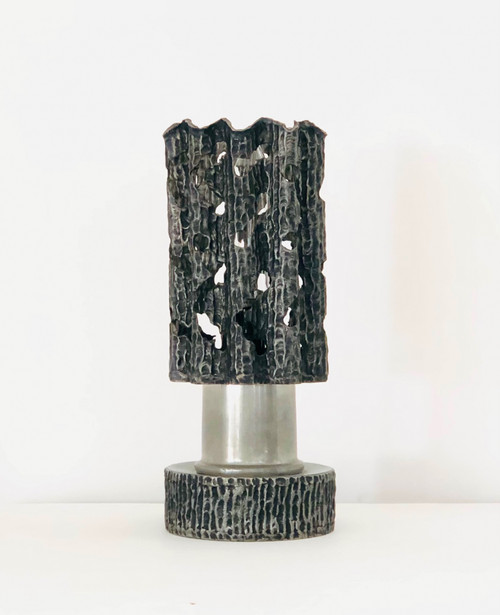 Lampe brutaliste en étain, Italie années 60